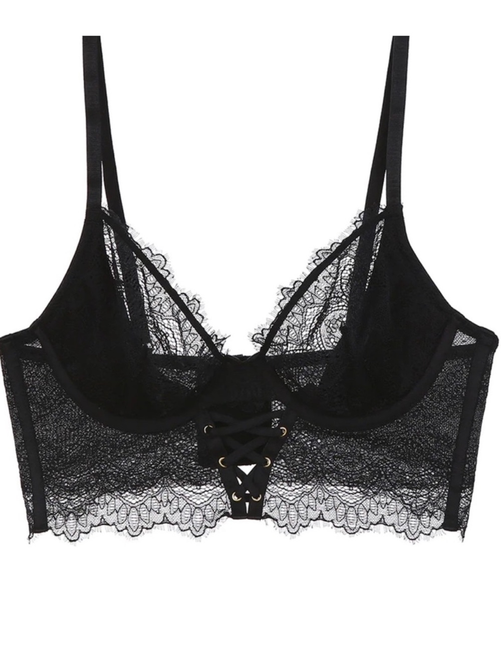 NWT Black Lace Corset Bustier Demi Longline  Bra / Lingerie UCA 38B